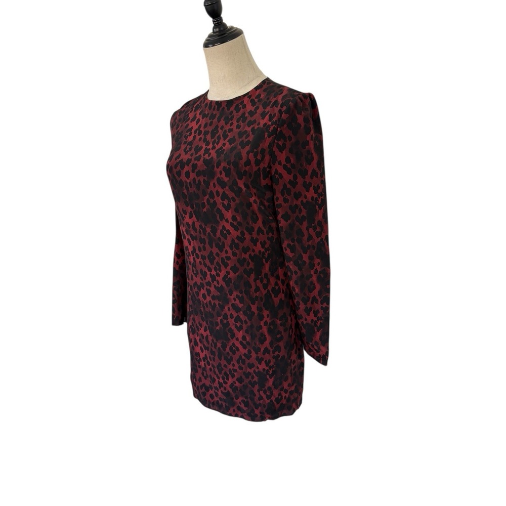 Saint Laurent Dress Womens XS Leopard Print Silk Mini Long Sleeve Indie Sleaze - Picture 4 of 10